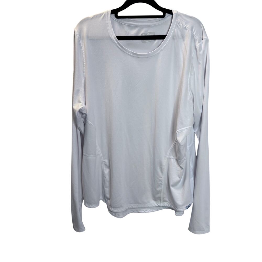 Ava Therese Lily Brushed Knit Underscrub Top White 2XL Long Sleeve Thumbhole